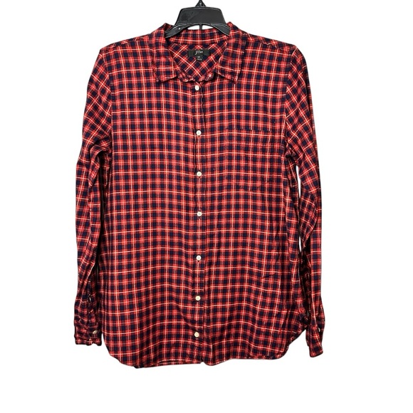 J. Crew Red Blue 100% Cotton Button Down Shirt Size 10 - Picture 8 of 9